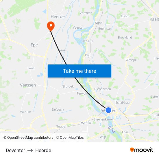 Deventer to Heerde map