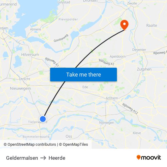 Geldermalsen to Heerde map