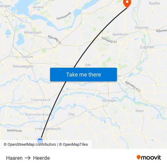 Haaren to Heerde map