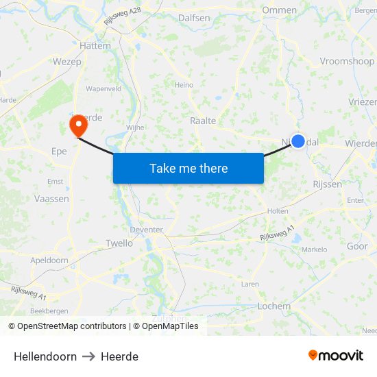 Hellendoorn to Heerde map