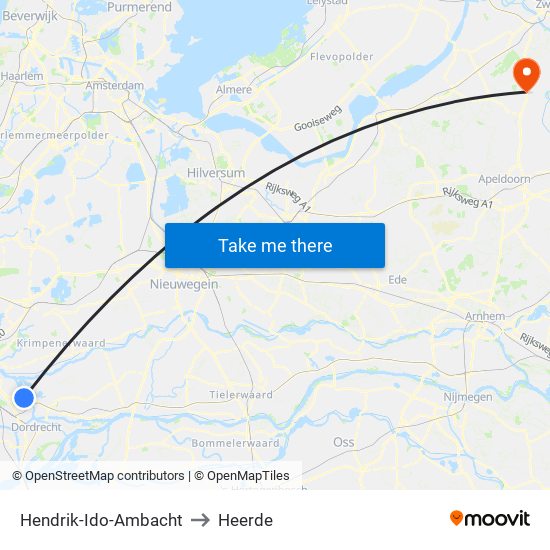 Hendrik-Ido-Ambacht to Heerde map