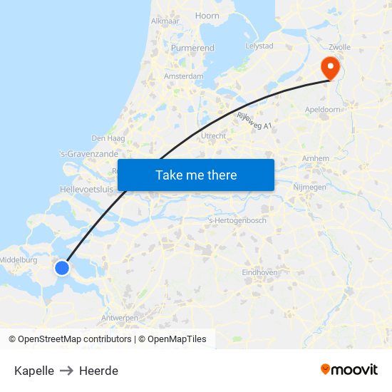 Kapelle to Heerde map