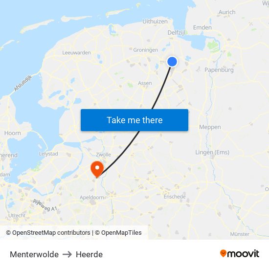 Menterwolde to Heerde map