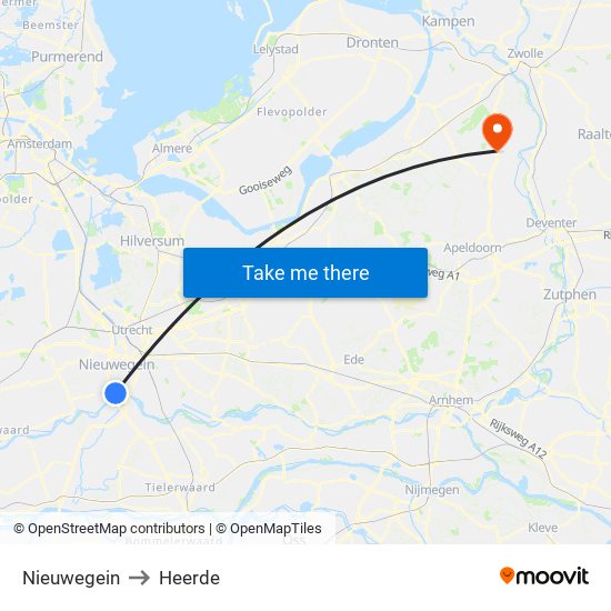 Nieuwegein to Heerde map