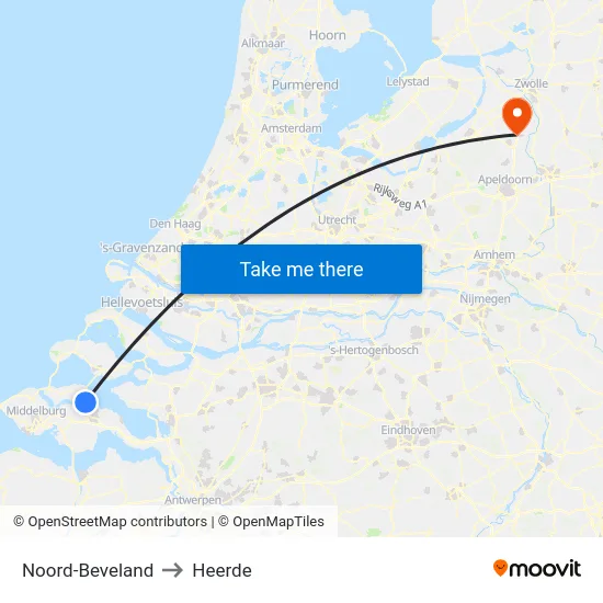 Noord-Beveland to Heerde map
