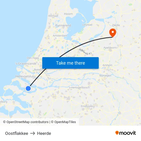 Oostflakkee to Heerde map