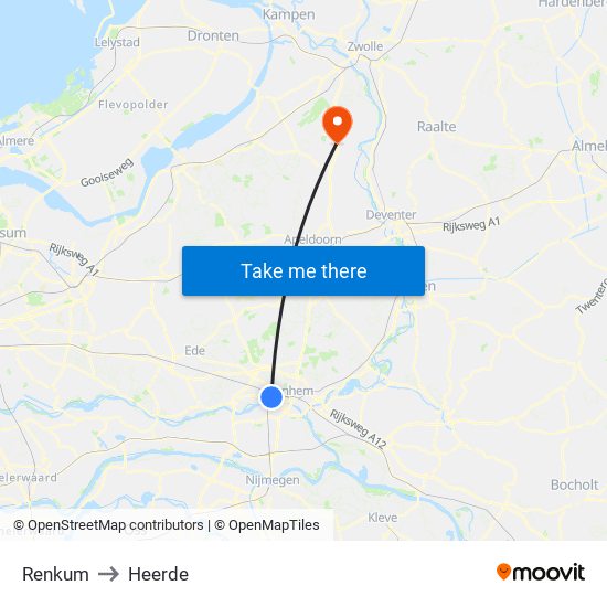 Renkum to Heerde map