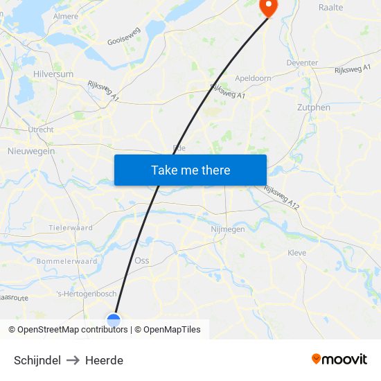 Schijndel to Heerde map