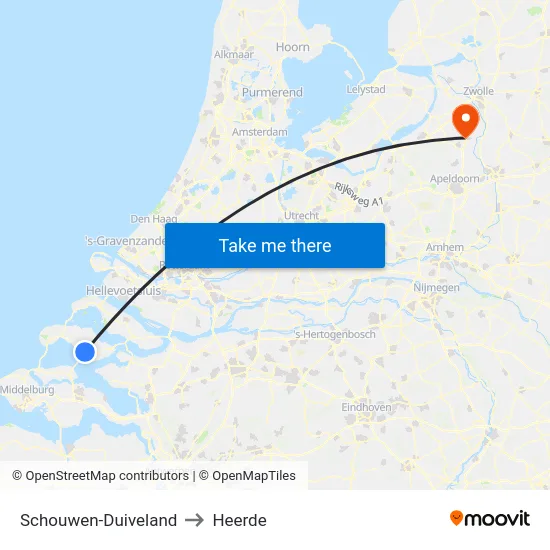Schouwen-Duiveland to Heerde map