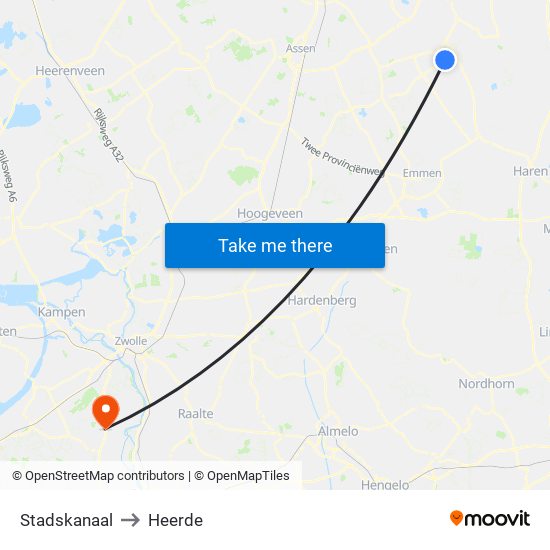 Stadskanaal to Heerde map