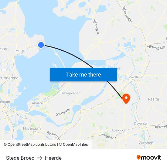 Stede Broec to Heerde map