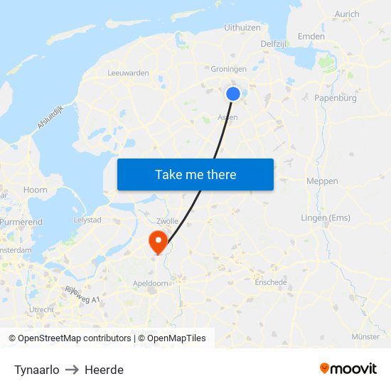 Tynaarlo to Heerde map
