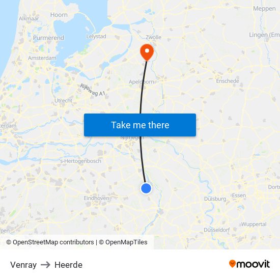 Venray to Heerde map