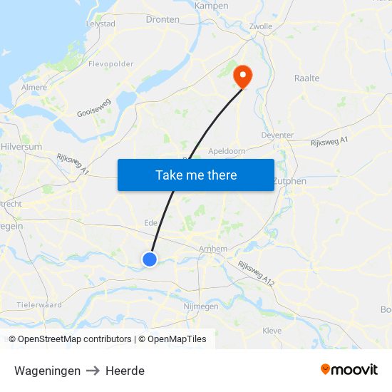 Wageningen to Heerde map