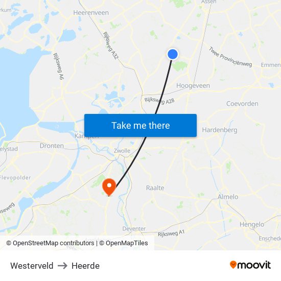 Westerveld to Heerde map