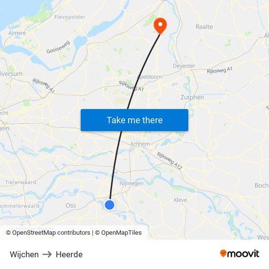 Wijchen to Heerde map