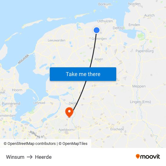 Winsum to Heerde map