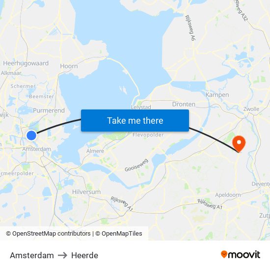 Amsterdam to Heerde map