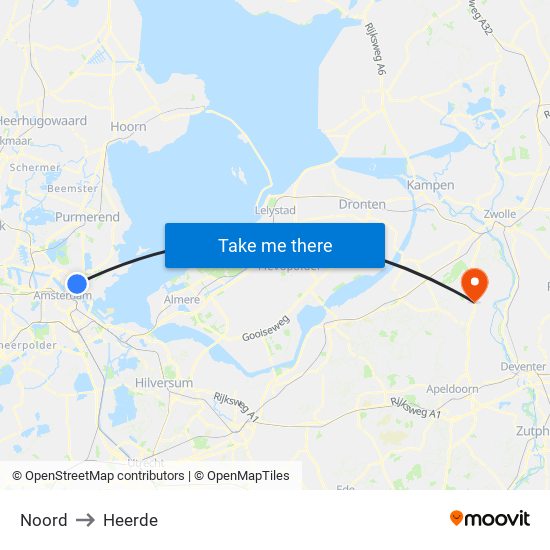 Noord to Heerde map