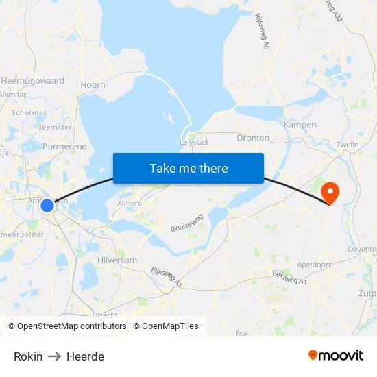 Rokin to Heerde map