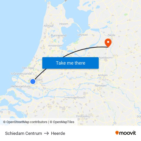 Schiedam Centrum to Heerde map