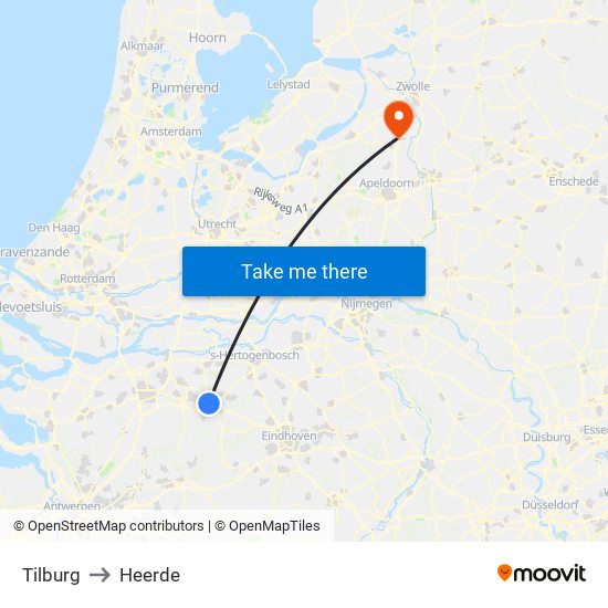 Tilburg to Heerde map