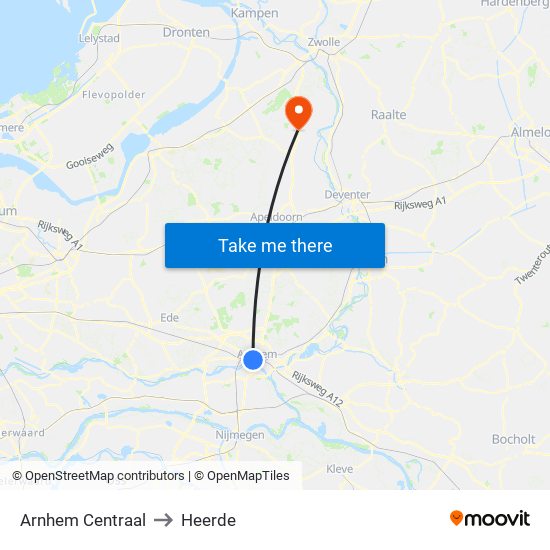 Arnhem Centraal to Heerde map