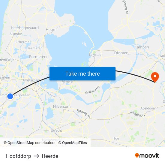 Hoofddorp to Heerde map