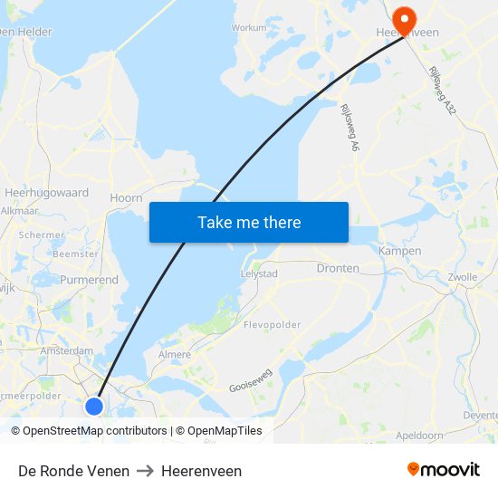 De Ronde Venen to Heerenveen map