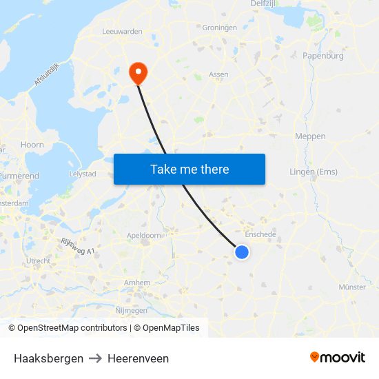 Haaksbergen to Heerenveen map