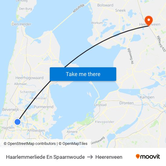 Haarlemmerliede En Spaarnwoude to Heerenveen map