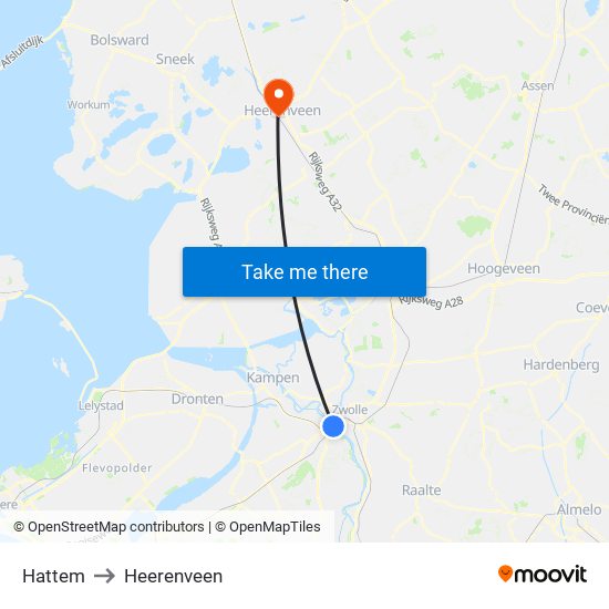 Hattem to Heerenveen map