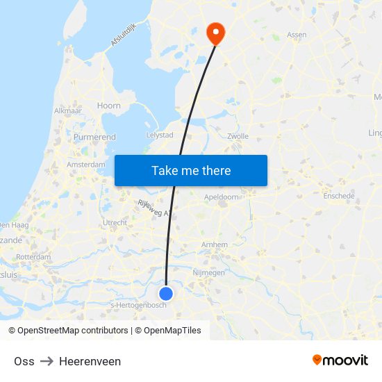 Oss to Heerenveen map