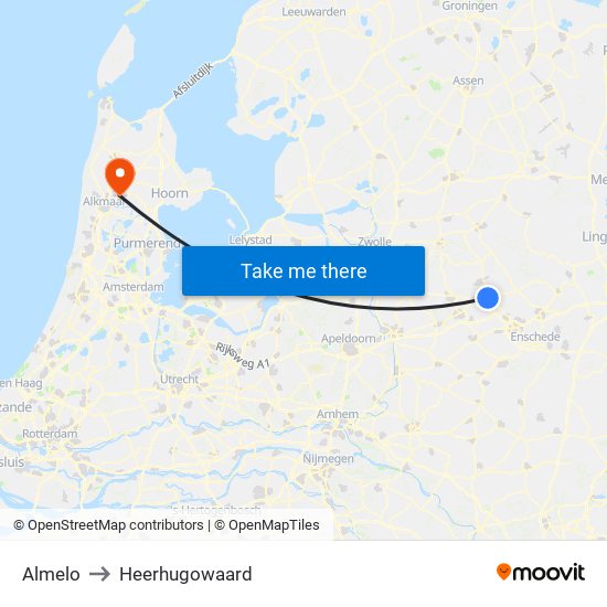 Almelo to Heerhugowaard map