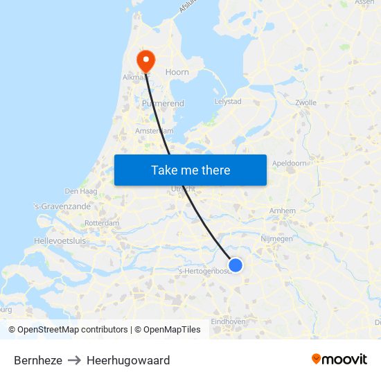 Bernheze to Heerhugowaard map