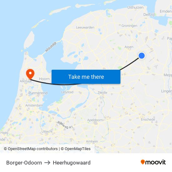 Borger-Odoorn to Heerhugowaard map