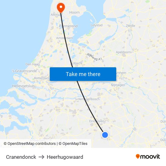 Cranendonck to Heerhugowaard map