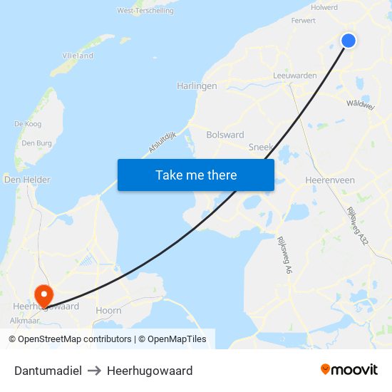 Dantumadiel to Heerhugowaard map