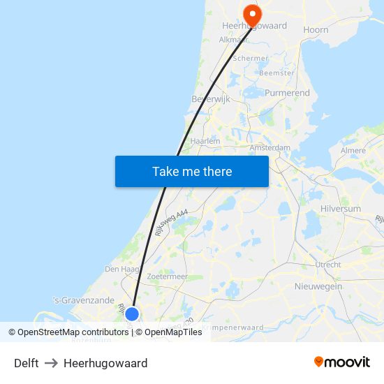 Delft to Heerhugowaard map