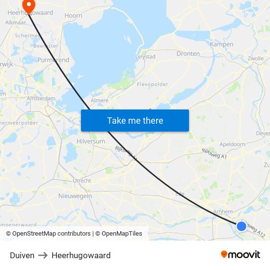 Duiven to Heerhugowaard map