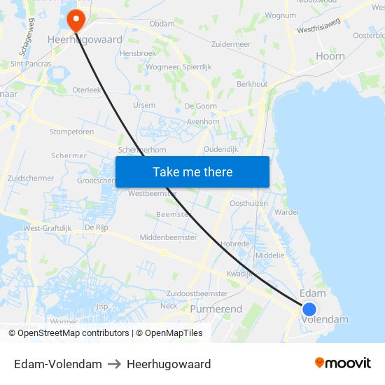 Edam-Volendam to Heerhugowaard map