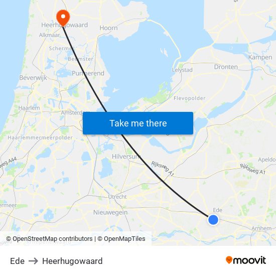 Ede to Heerhugowaard map