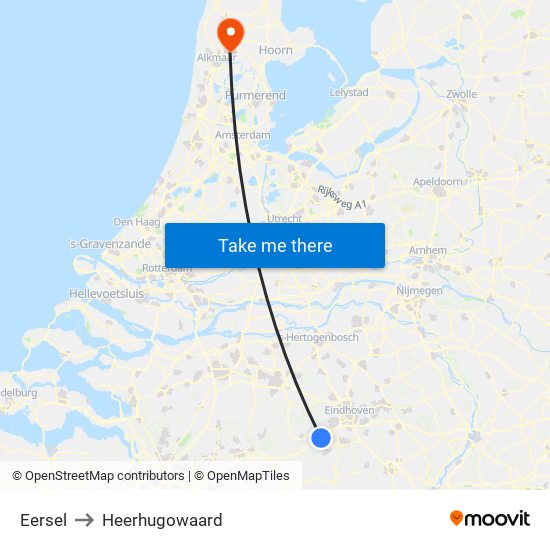 Eersel to Heerhugowaard map