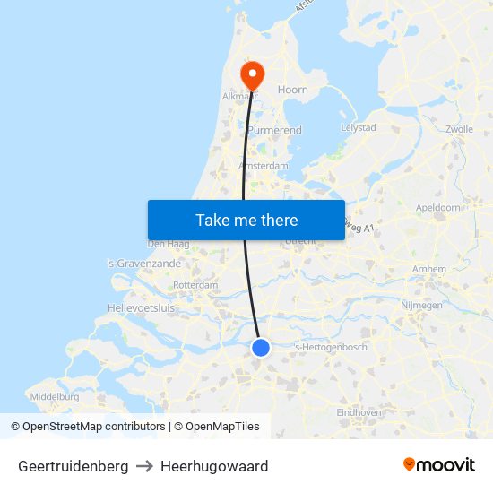 Geertruidenberg to Heerhugowaard map