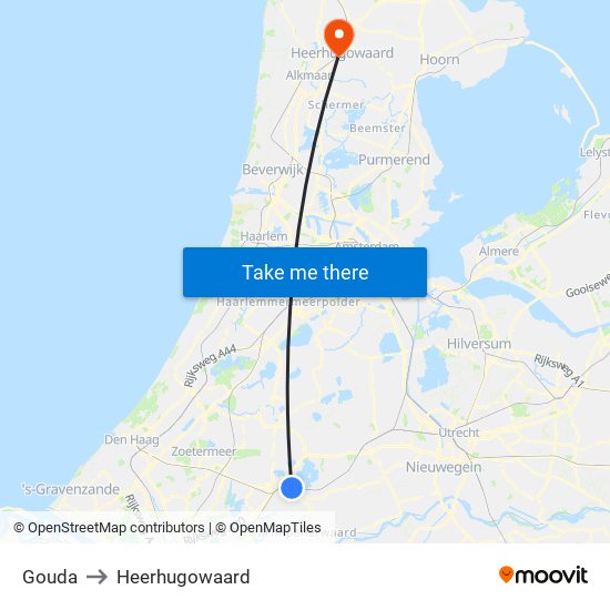 Gouda to Heerhugowaard map