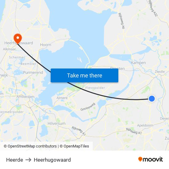 Heerde to Heerhugowaard map