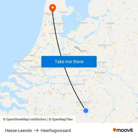 Heeze-Leende to Heerhugowaard map