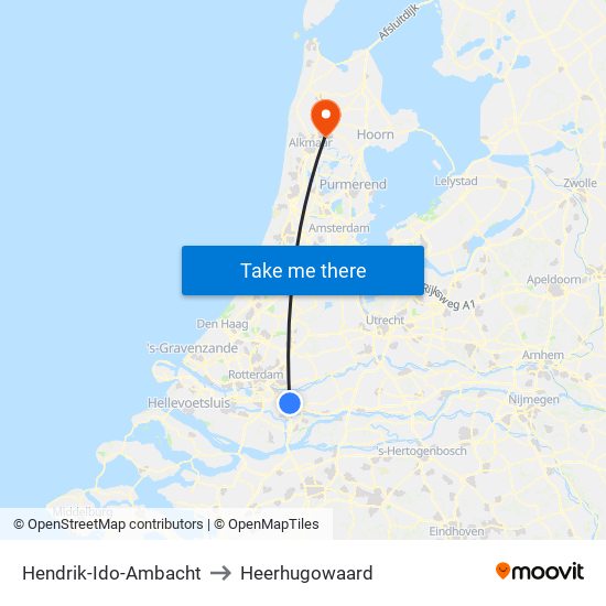 Hendrik-Ido-Ambacht to Heerhugowaard map