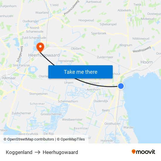 Koggenland to Heerhugowaard map