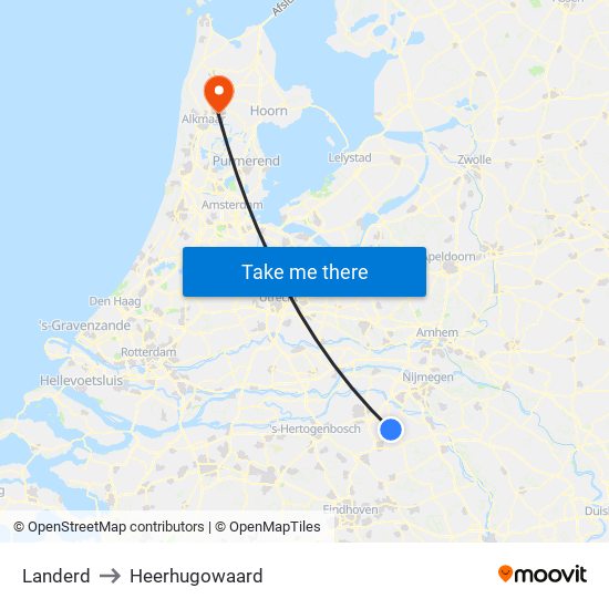 Landerd to Heerhugowaard map